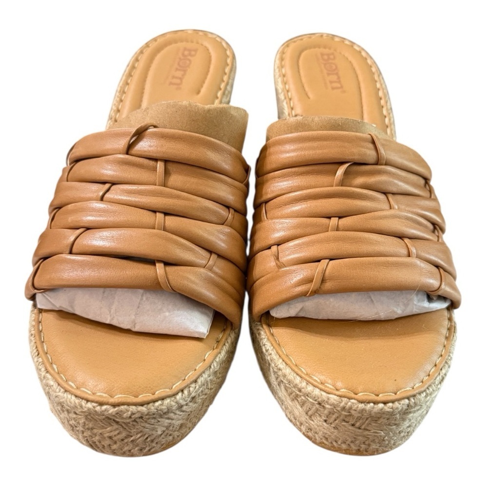 Born Aneesa Woven Wedge Sandals Women’s Size 10 Light Brown Tan Leather